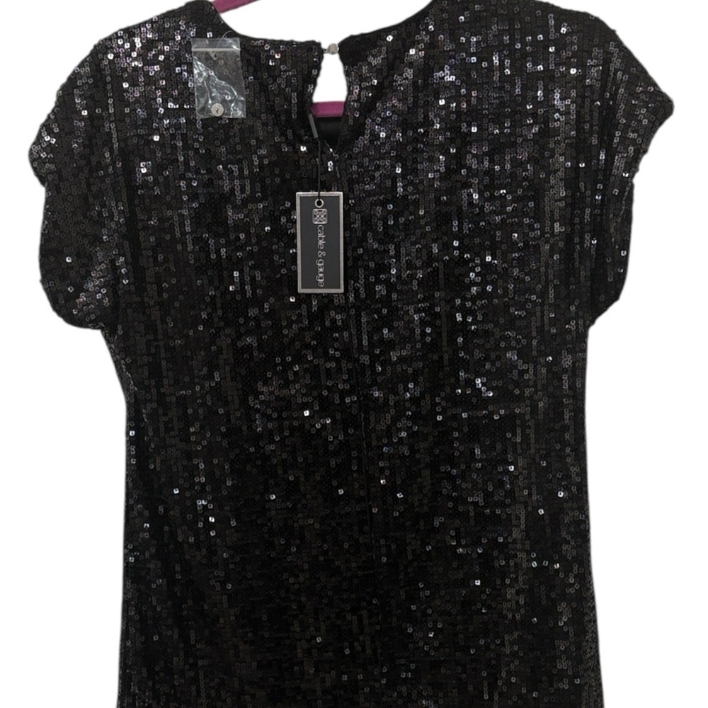 Cable & Gauge Black Sequin Short Sleeve Top - Picture 7 of 8